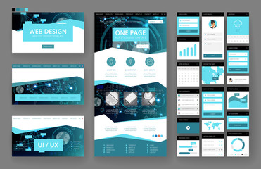 Wall Mural - website design template and interface elements