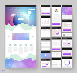 Wall Mural - website template design with interface elements
