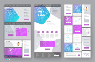 Wall Mural - website template design with interface elements