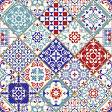 Fototapeta Kuchnia - Seamless vintage pattern with colorful patchwork in turkish style. Endless pattern can be used for ceramic tile, wallpaper, linoleum, textile, web page background. Vector illustration
