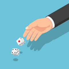 Aufkleber - isometric businessman hands throwing the dice