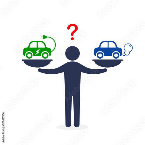 Ilration Of Comparison Between Electric Environmentally Friendly Ilration Of Comparison Between Electric Environmentally Friendly And Gas Polluting Car Versus Gasoline