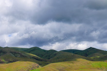 Simple Landscape Of Rolling Hills In Lewiston Idaho With Cloudy Sky