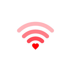Fototapete - Heart wifi. Vector heart connect icon in flat style. Heart signal. Love connection. Wifi hotspot signal. Love signal. Wifi sign