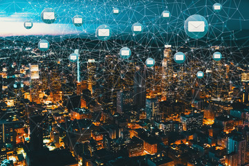 Emails with Downtown Los Angeles at night