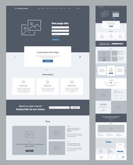one page website design template for business. landing page wireframe. flat modern responsive design