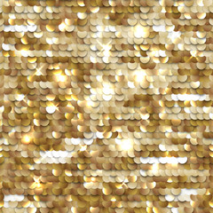 Wall Mural - seamless equined golden texture of fabric with palliettes - vector eps10 illustration