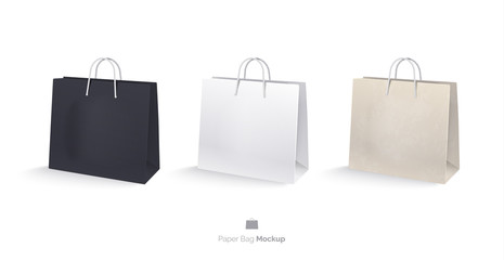 paper bags, set, mocap. shopping bags isolated on white background. a white bag, a black bag, a bag 