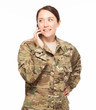 © Straight8Stock - Female soldier looking away on phone.