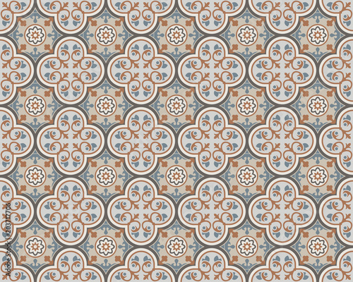 Decorative Seamless Pattern, Colorful Mosaic Tiled Background - Repetitive Il...