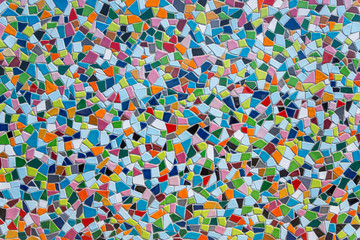 colorful pastel vivid colour and various geometric shape and size of mosaic tile with random pattern