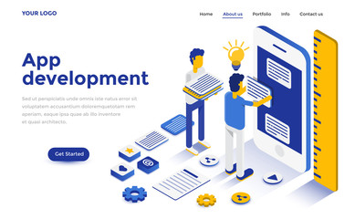 Aufkleber - flat color modern isometric concept illustration - app development