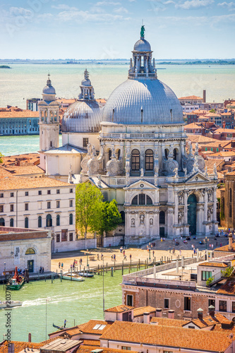Scenic view, Venice, Grand Canal and Basilica Santa Maria della Salute, Italy, E Poster