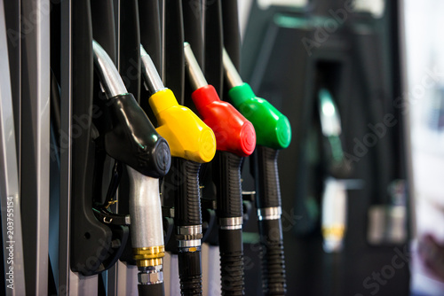 Fotografía Gas pumps on gas station for refilling fuel