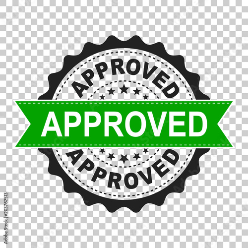 Approved seal stamp vector icon. Approve accepted badge flat vector