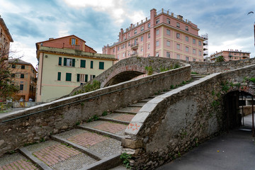 Genova Nervi historical village district houses old roman bridge