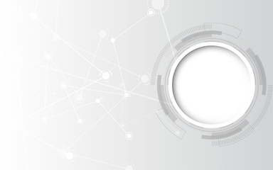Wall Mural - grey white abstract technology background with various technology elements hi-tech communication con