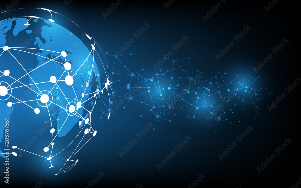 Global network connection World map abstract technology background ...