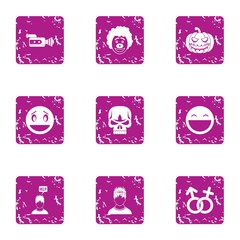 Poster - Personal choice icons set. Grunge set of 9 personal choice vector icons for web isolated on white background