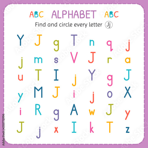 Find And Circle Every Letter J Worksheet For Kindergarten And Preschool Exercises For Children Vector De Stock Adobe Stock