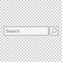 Fototapete - Search bar vector ui element icon in flat style. Search website form illustration field. Find search business concept on isolated transparent background.
