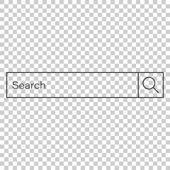 Fototapete - Search bar vector ui element icon in flat style. Search website form illustration field. Find search business concept on isolated transparent background.