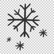 Hand Drawn Snowflake Vector Icon. Snow Flake Sketch Doodle Illustration. Handdrawn Winter Christmas Concept On Isolated Transparent Background.