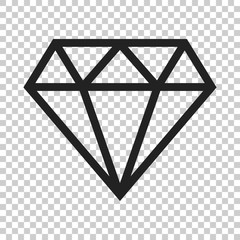 Diamond jewel gem vector icon in flat style. Diamond gemstone illustration on isolated transparent background. Jewelry brilliant concept.