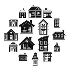 Wall Mural - House icons set in simple style. Real estate set collection vector illustration