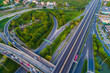 Highway transport traffic road with vehicle movement sunset