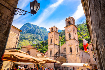 Wall Mural - Beautiful narrow streets of old town Kotor, Montenegro.