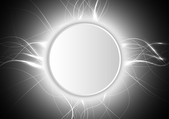 Wall Mural - abstract vector background with round banner for your text. geometric bright waves.