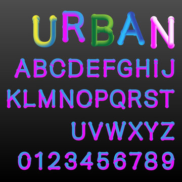 3d gradient colors alphabet font template