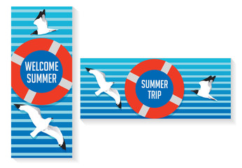 set of summer banners