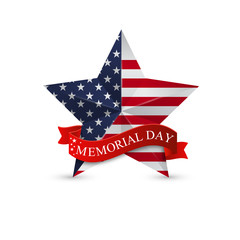 Sticker - Memorial Day with star in national flag of United States. National holiday of the USA. Vector illustration.