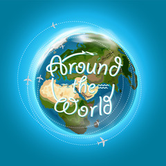 Poster - Travel destination concept with logo. Arownd the world concept