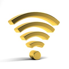 WiFi 4G Gold Symbol. 3D Rendering illustration