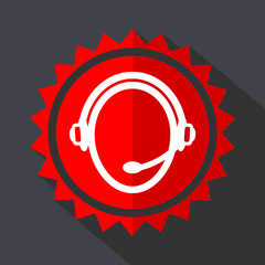 Poster - Customer service red sticker flat design vector icon