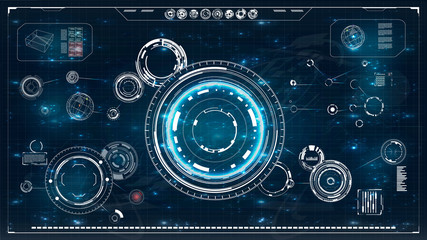Aufkleber - Radar screen. HUD. Futuristic user interface.Vector illustration for your design. hi-tech main. 