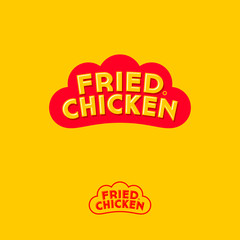 Poster - Fried chicken logo. Letters on a form like red rooster comb. Monochrome option. Corporate emblem for fast food restaurant. 