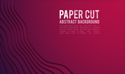 Paper cut banner concept. Paper carve Purple gradient for card poster brochure flyer design in red colors. 3d abstract background