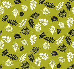 Wall Mural - simple flat tropical leaves monochrome pattern.