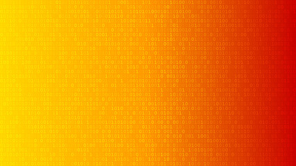 abstract background of zeros ad ones in yellow and orange colors.