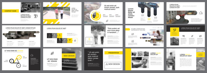 Black and yellow marketing or research concept infographics set