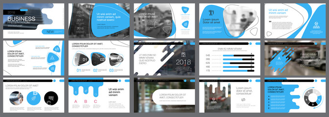 Wall Mural - Blue and black marketing or statistics concept infographics set