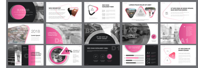 Sticker - Pink and grey marketing or planning concept infographics set