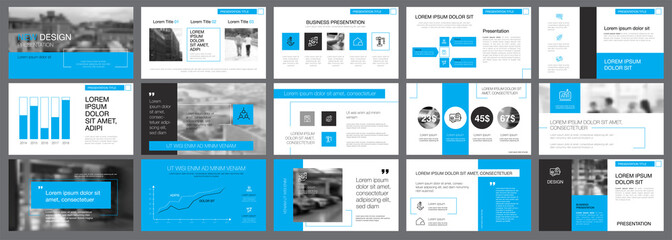 Poster - White, blue and black infographic design elements