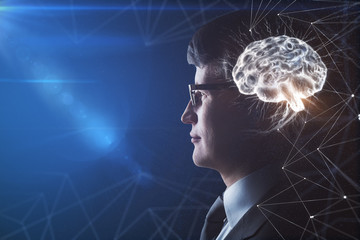 Poster - Brain headed businessman