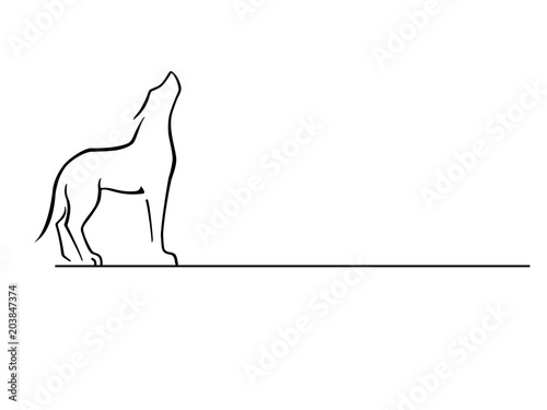 Wolf Dog Howling Wolf Logo Line Drawing Stock Vector Adobe Stock