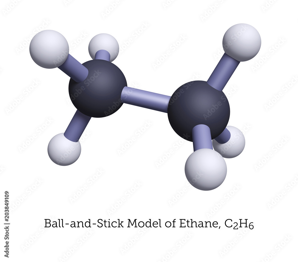 Ball-and-Stick Model of Ethane 스톡 일러스트레이션 | Adobe Stock